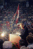 Titre original&nbsp;:  Pierre Trudeau giving speech at "NO" referendum (flag in background) 