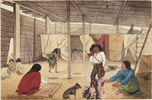 Titre original&nbsp;:  Interior of a Salish longhouse. 
Credit: Library and Archives Canada, Acc. No. R9266-343 Peter Winkworth Collection of Canadiana.
