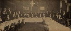 Original title:  Kenneth Chisholm, centre with white beard, 1901. The Peel Old Boys held a banquet to honour Chisholm and W. A. McCulla.
“Organizations” series, Wm. Perkins Bull fonds, Region of Peel Archives.