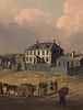 Original title:  Governor Lawrence's residence (built 1749). Governor's House, Halifax, Nova Scotia (inset) by Dominic Serres, c. 1765. Art Gallery of Nova Scotia.