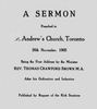 Titre original&nbsp;:  A sermon preached in St. Andrew's Church, Toronto, 26th November, 1905: being the first address by the minister, Rev. Thomas Crawford Brown, M.A., after his ordination and induction. Toronto, 1905. 
From: https://archive.org/details/cihm_88065/page/n5/mode/2up.