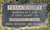 Original title:  Image of the grave marker of Frank Rogers, Mountain View Cemetery
Vancouver, BC. 
Source: FindAGrave.com. Contributor: username Chichikov 
