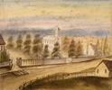 Original title:  Christ Church, Windsor, Nova Scotia
Date 1850 circa 
Artist: Susanna Lucy Anne Haliburton (Weldon)