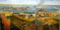 Original title:  Painting based on Lewis Parker's View from a Clock Tower, Louisbourg, 1744.