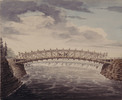Original title:  Bridges Erected Across the Ottawa River at the Chaudière Falls (Truss Bridge). 
Date:	after 1827
Reference:	Box number: A029-01
Type of material:	Art
Found in:	Archives / Collections and Fonds
Item ID number:	2833217
Artist: Burrows, John, 1789-1848 