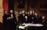 Titre original&nbsp;:    Description English: The Arctic Council planning a search for Sir John Franklin Left to right: Sir George Back (1796-1878), John Barrow (1808-1898), Sir Francis Beaufort (1774-1857), Frederick William Beechey (1796-1856), Edward Joseph Bird (1799-1881), William Alexander Baillie Hamilton (1803-1881), Sir William Edward Parry (1790-1855), Sir John Richardson (1787-1865), Sir James Clark Ross (1800-1862), Sir Edward Sabine (1788-1883). Date 1851(1851) Source http://www.npg.org.uk/live/search/portrait.asp?search=ap&subj=88%3BEvents+and+occasions&rNo=15 Author Stephen Pearce



