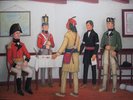 Original title:  Brock,Tecumseh, Billy Caldwell & Commander of the Caldwell Rangers, William Caldwell (Painting courtesy of the artist Mr. Hal Sherman from the collection of Mr. & Mrs. Jerry Gagnon.)