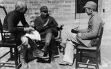 Original title:  Meeting between Dr. Norman Bethune (left) and Nieh Jung-Chen (centre), Commander-in-Chief of the Chin-Ch'a-Chi Border Region. 