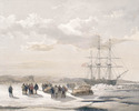 Original title:  Groupe de traîneaux quittant le HMS Investigator dans la baie Mercy. 