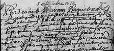 Original title:  Contrat de mariage de Michel Rognon et de Marguertie Lamain devant le notaire royal Romain Becquet