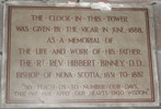 Titre original&nbsp;:    Description English: A memorial tablet at St Helen Witton, Northwich, Cheshire, giving details of the dedication of a turret clock to the memory of Rt. Rev. Hibbert Binney, D.D., former bishop of Nova Scotia (1851-1887). Clock given by his son, the Vicar of St Helen Witton. Date 22 November 2009(2009-11-22) Source Own work Author RLamb

