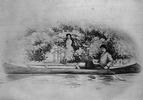 Original title:  Sir John Glover, Governor of Newfoundland, and Lady Glover with their dog Fogo in a canoe. 