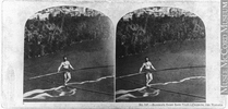 Original title:  Photograph Blondin's tightrope feat, crossing the Niagara River, ON, 1859 London Stereoscopic Company 1859, 19th century Silver salts on paper mounted on card - Albumen process 7 x 15 cm MP-0000.3137 © McCord Museum Keywords:  event (534) , History (944) , Photograph (77678)