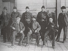Titre original&nbsp;:    Description English: Calgary's city officials. Back row (L to R): R. Paddy Nolan, Police Chief Thomas English, Constable J. Fraser, Tom Lippincott, City Clerk James D. Geddes. Front row (L to R): R. Wesley Fletcher Orr, Mayor George Murdock, City Solicitor Arthur Sifton. Date 1892(1892) Source Glenbow archives [1] Author Unknown

