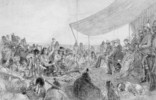 Original title:  Crowfoot addressing the Marquis of Lorne; pow-wow at Blackfoot Crossing, Bow River, September 10, 1881. 