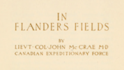 Original title:    Description Page from a limited edition book containing an illustrated poem, In Flanders Fields, 1921 Date 1921(1921) Source JP2 zip data at fieldsinflanders00mccrrich archive.org Author John McCrae and Ernest Clegg Permission (Reusing this file) Public domainPublic domainfalsefalse This image is in the public domain because it is a mere mechanical scan or photocopy of a public domain original, or – from the available evidence – is so similar to such a scan or photocopy that no copyright protection can be expected to arise. The original itself is in public domain for the following reason: Public domainPublic domainfalsefalse Uploader asserts that this file has been released into the public domain by the copyright holder, its copyright has expired, or it is ineligible for copyright. Note: This template is missing the primary license justifying the original PD claim. Please add a 