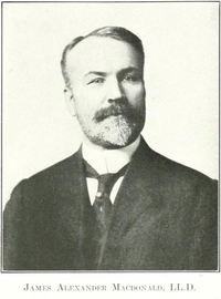 Original title:  James Alexander Macdonald. From Scots and Scots' descendants in America, Donald John MacDougall, ed. Caledonian Pub. Co., New York, 1917, page 273.