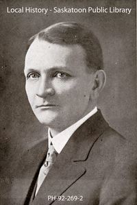 Original title:  Close-up photo taken of William John Rutherford copied from 1912 University Graduation Year Book. Image courtesy of Saskatoon Public Library. 