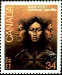 Titre original&nbsp;:  Molly Brant (Tekonwatonti) Courtesy Canada Post Corp
