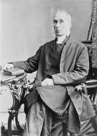 Original title:  Photograph Rev. James Beaven, Montreal, QC, 1865 William Notman (1826-1891) 1865, 19th century Silver salts on paper mounted on paper - Albumen process 8.5 x 5.6 cm Purchase from Associated Screen News Ltd. I-17759.1 © McCord Museum Keywords:  male (26812) , Photograph (77678) , portrait (53878)