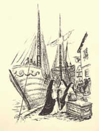Original title: Arrivée des Augustines à Québec