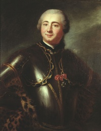 Original title:    Artist Anonymous Title Marquis de Boishébert — Charles Deschamps de Boishébert et de Raffetot (1727–1797) Description The Marquis de Boishébert was born in Quebec and a successful military man. He was made a knight of the Order of Saint Louis in 1758. The painting's cross of that Order was added after the painting was executed by an unknown French artist in Quebec. McCord Museum's examination of the painting under ultra-violet light reveals that area to be overpainted, thus putting the painting's origin before 1758.[1] Date circa 1753(1753) Medium oil on canvas Dimensions 81.7 × 65.5 cm (32.2 × 25.8 in) Current location McCord Museum of Canadian History Quebec, Canada Accession number M967.48 Object history Purchased from Mme Roch Rolland in 1967[1] Source/Photographer This image is available from the McCord Museum under the access number M967.48 This tag does not indicate the c