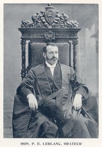 Original title:  Hon. P. E. Leblanc, orateur [image fixe]