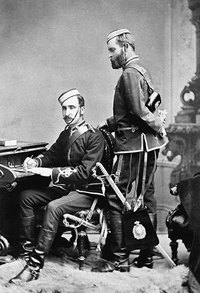 Original title:  Colonel James Farquharson Macleod and Captain Edmund Dalrymple Clark of the Royal North-west Mounted Police in the late-1870s.