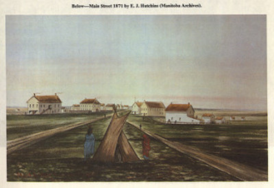 Original title:  Main Street 1871 by E.J. Hutchins (1970) | by Manitoba Historical Maps