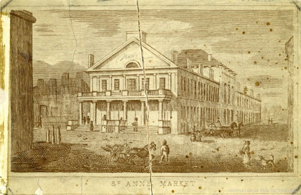 Titre original&nbsp;:  Le marché Saint-Anne, siège du Parlement du Canada-Uni, années 1840, VM6,R3596-2_400_1845-1859-002