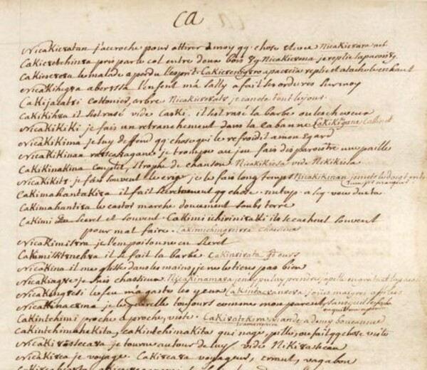 Original title:  Dictionary of the Algonquian Illinois language, (part 1) by Gravier, Jacques, 1651-1708 