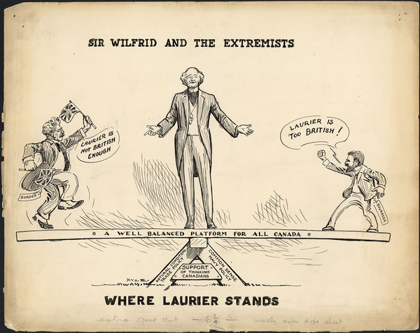 Original title:  SIR WILFRID AND THE EXTREMISTS - WHERE LAURIER STANDS. 