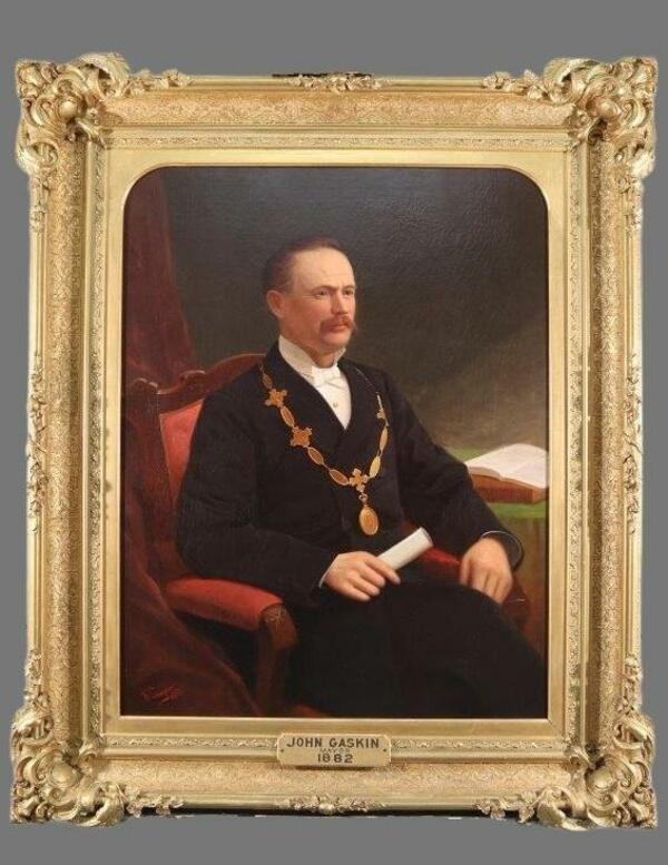 Titre original&nbsp;:  Portrait of John Gaskin by William Sawyer, 1883. City of Kingston Civic Artifact Collection. 