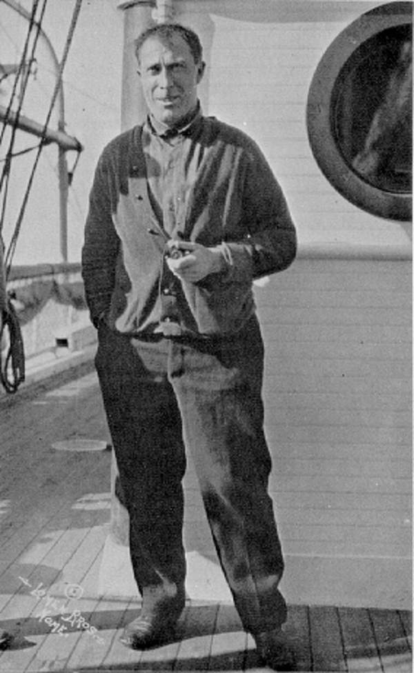 Original title:    Description English: Captain Robert A. Bartlett. This photograph was taken on board the U.S. Coast Guard Cutter Bear after Captain Bartlett had completed his march of 700 miles in 37 days from the camp on Wrangel Island. Date 1914 Source From the [www.historicsites.ca/hawthorne.html Historic Sites Association of Newfoundland & Labrador] website Author Lomen Bros, Nome; individual photographer not identified. Permission (Reusing this file) This image is in the public domain due to its age.


